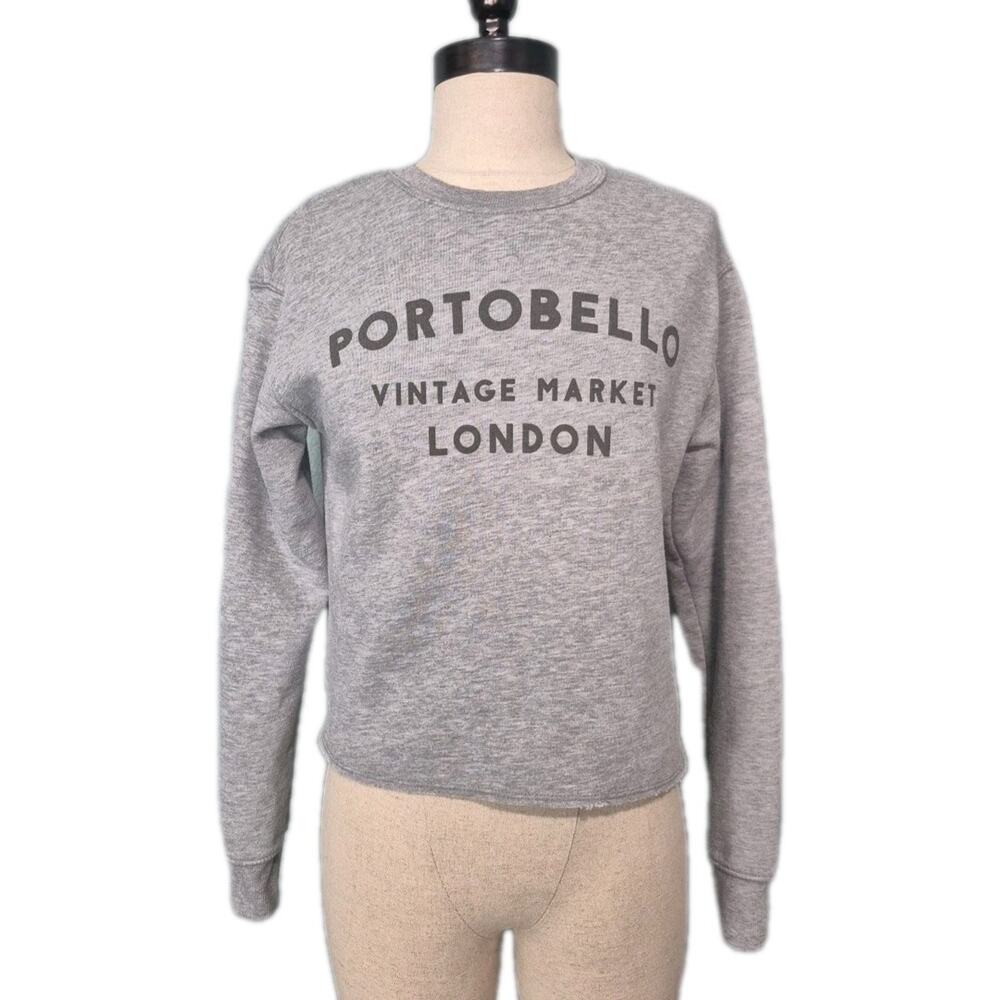 Bershka Sweatshirt Womens Small Grey Cropped Portobella Vintage Market London